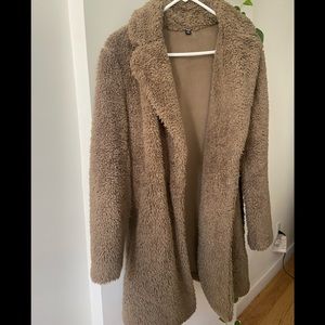 Uniqlo Fleece Pile-Lined Tailored Teddy Coat Sz S